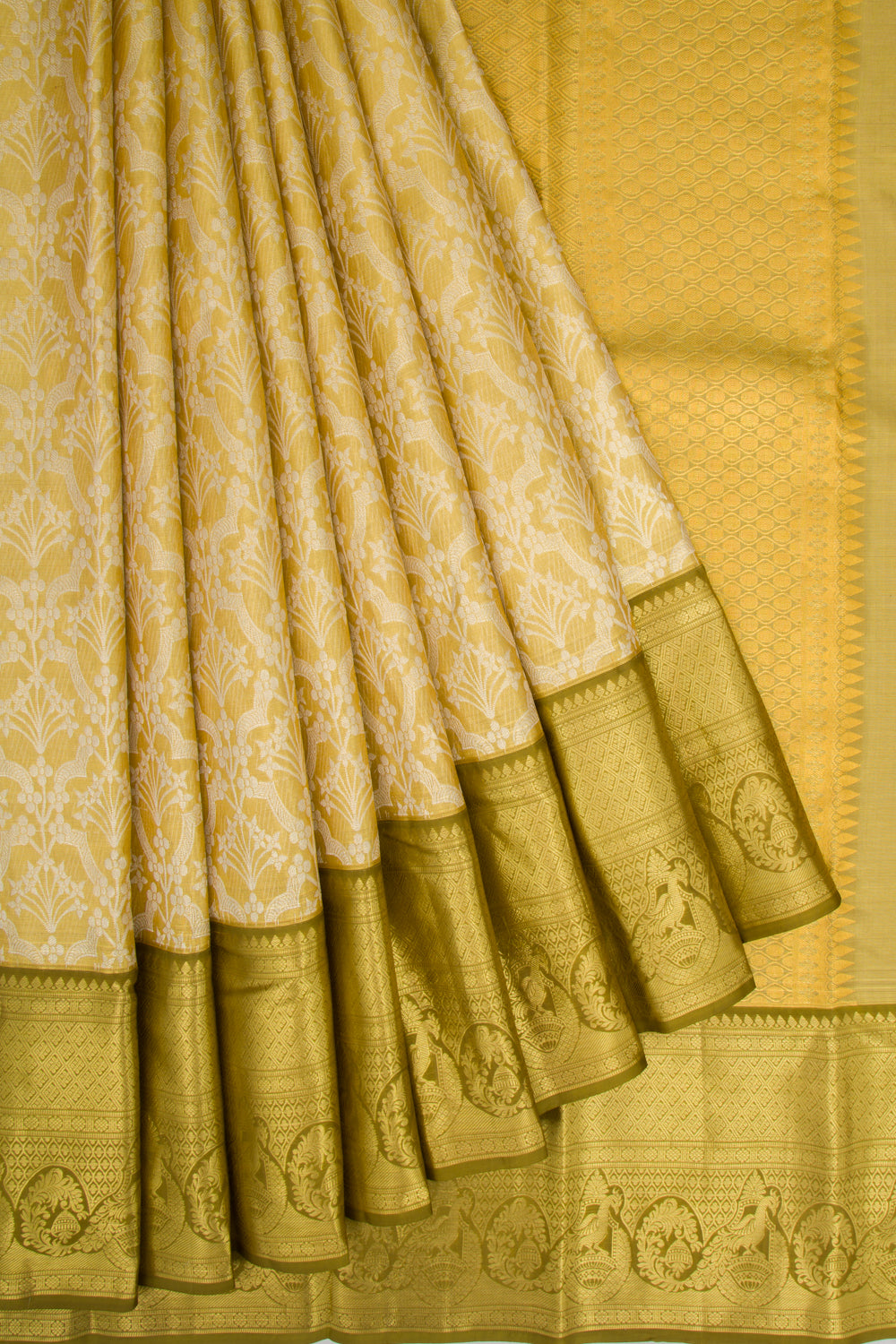 Taranga Kanchi Silk Tissue Brocade Gold Saree