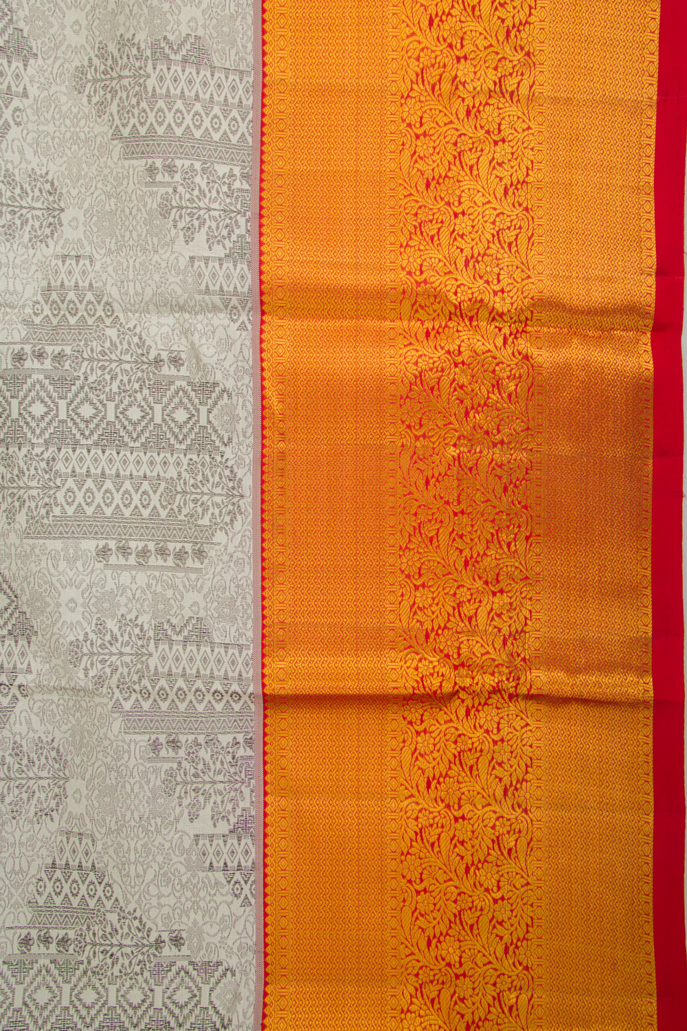 Kanchipuram Silk Jacquard Off White Saree