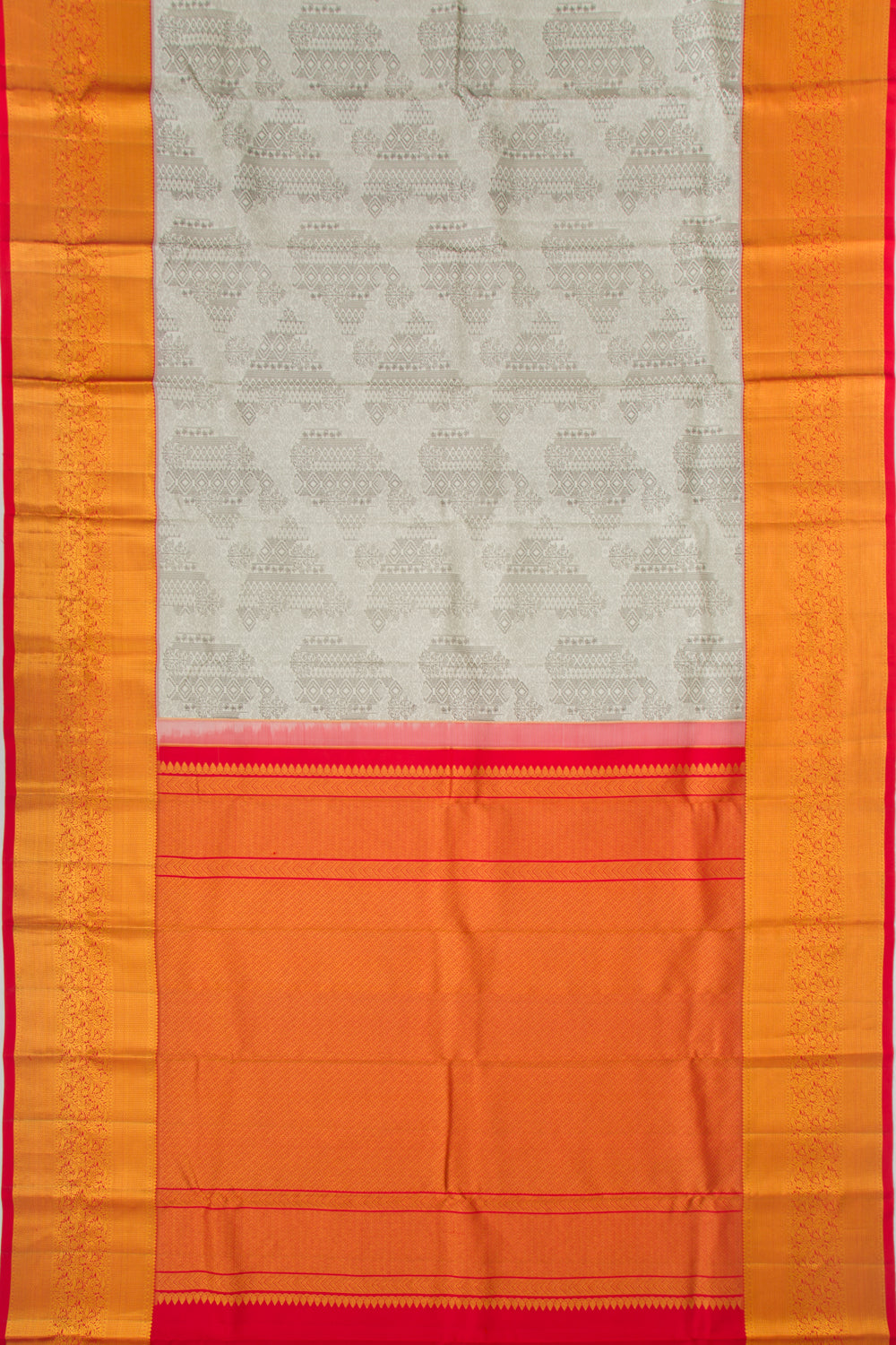 Kanchipuram Silk Jacquard Off White Saree