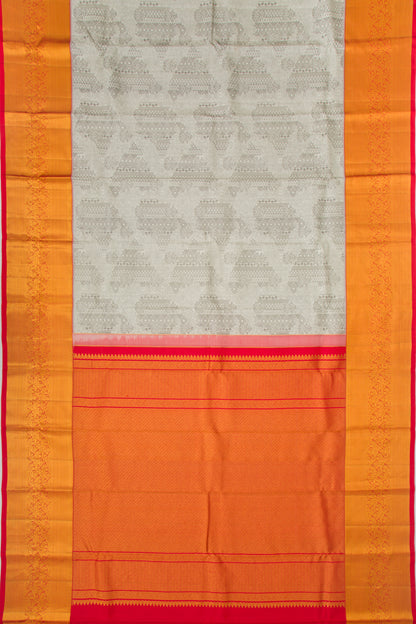 Kanchipuram Silk Jacquard Off White Saree