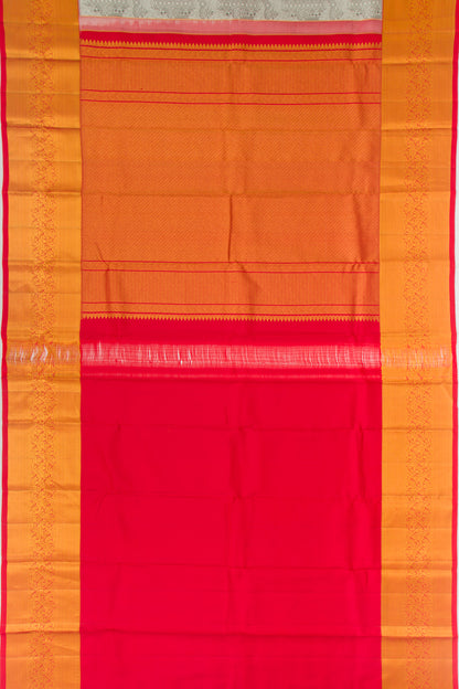 Kanchipuram Silk Jacquard Off White Saree