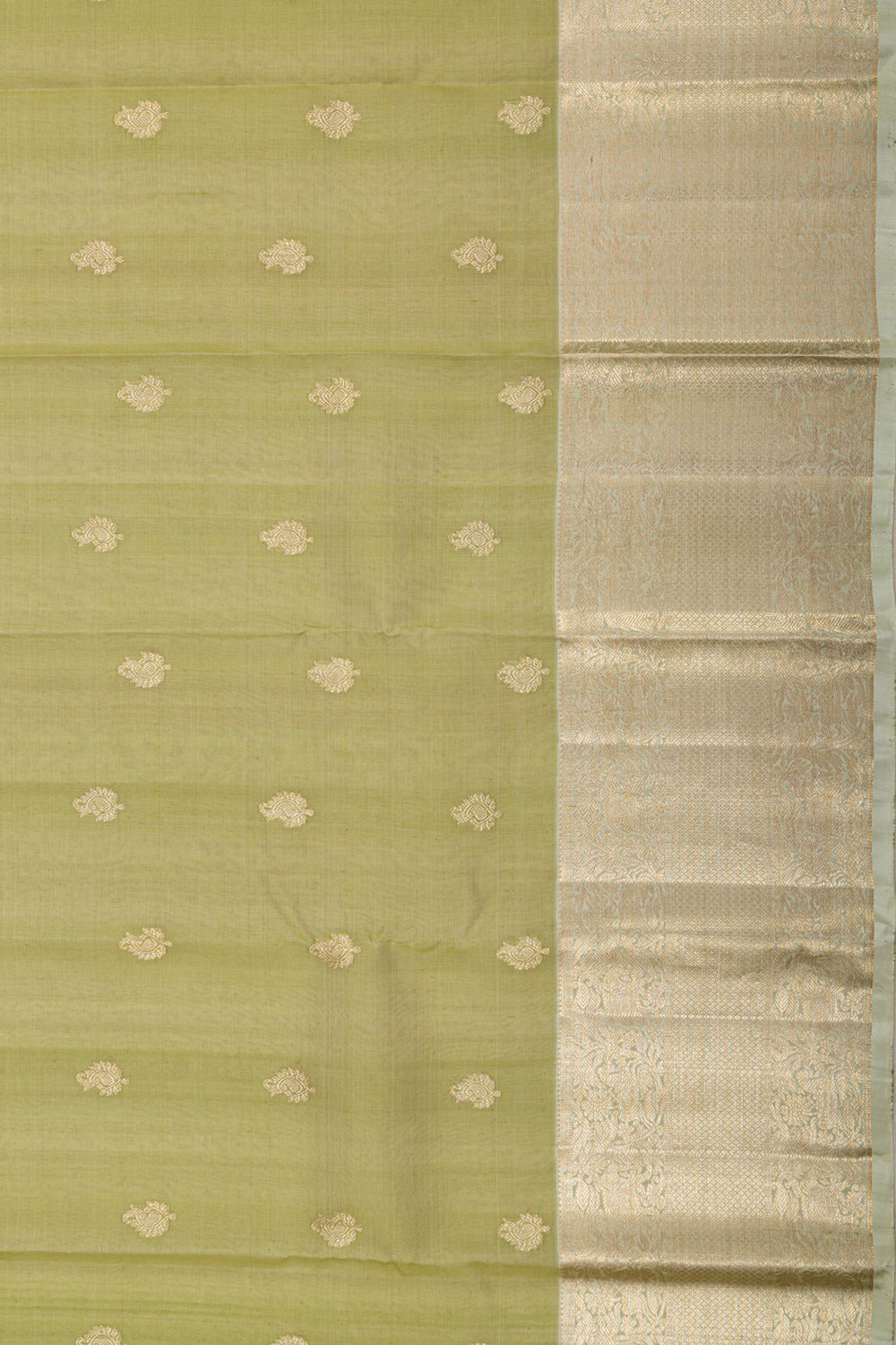 Kanchipuram Kora Organza Butta Green Saree