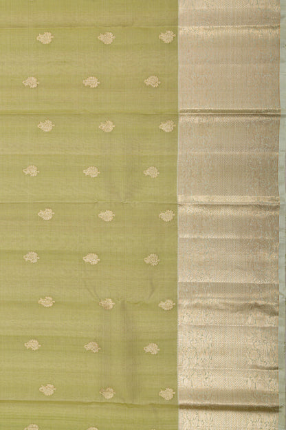 Kanchipuram Kora Organza Butta Green Saree