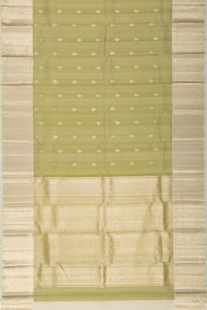 Kanchipuram Kora Organza Butta Green Saree