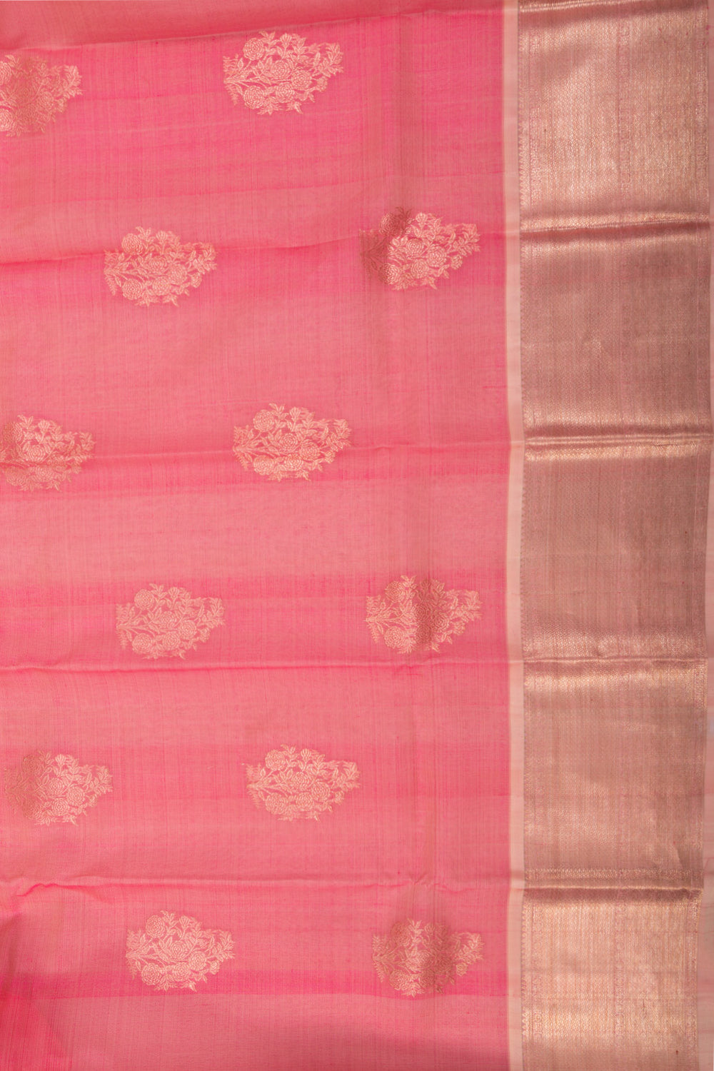 Kanchipuram Kora Organza Butta Pink Saree