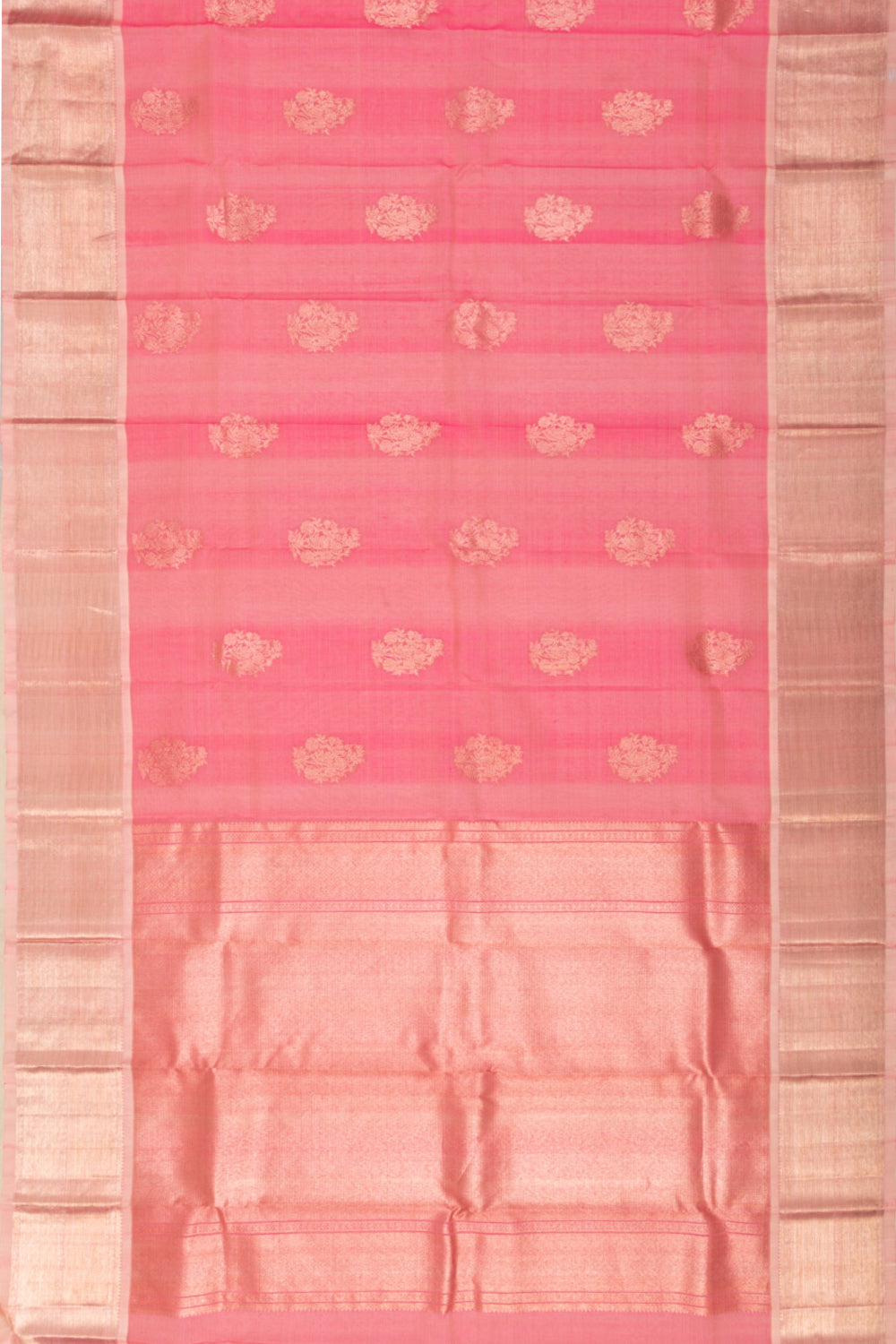 Kanchipuram Kora Organza Butta Pink Saree