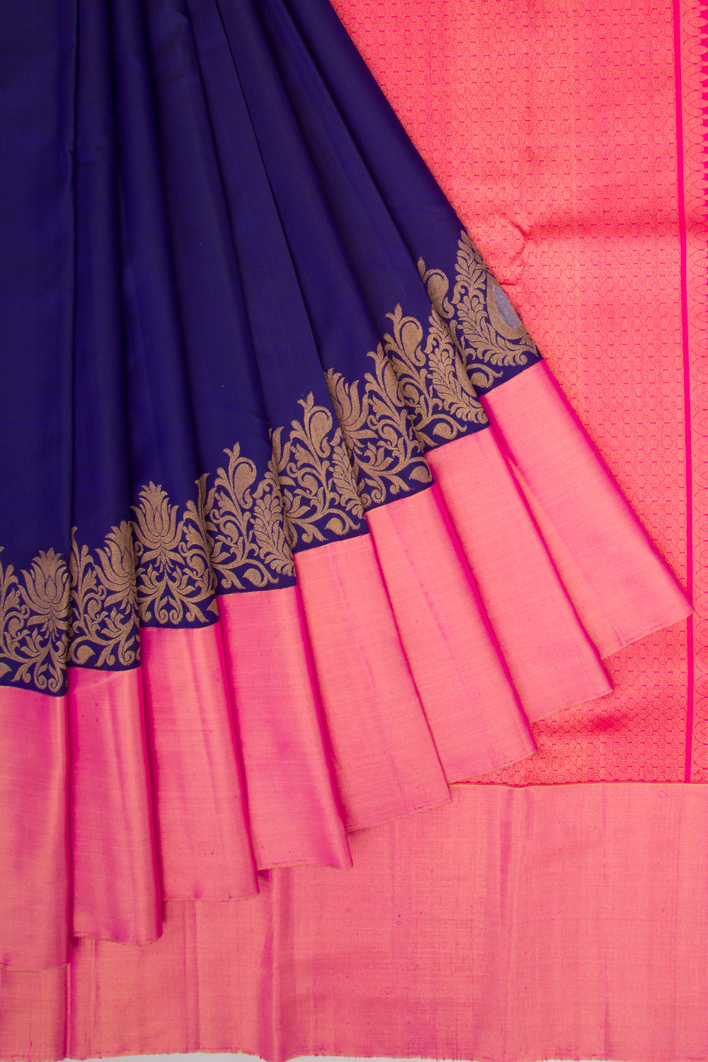 Kanchipuram Silk Plain Dark Blue Saree