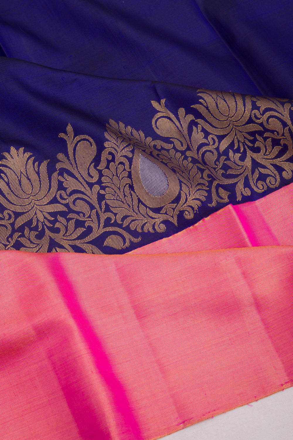 Kanchipuram Silk Plain Dark Blue Saree