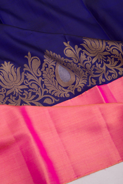 Kanchipuram Silk Plain Dark Blue Saree
