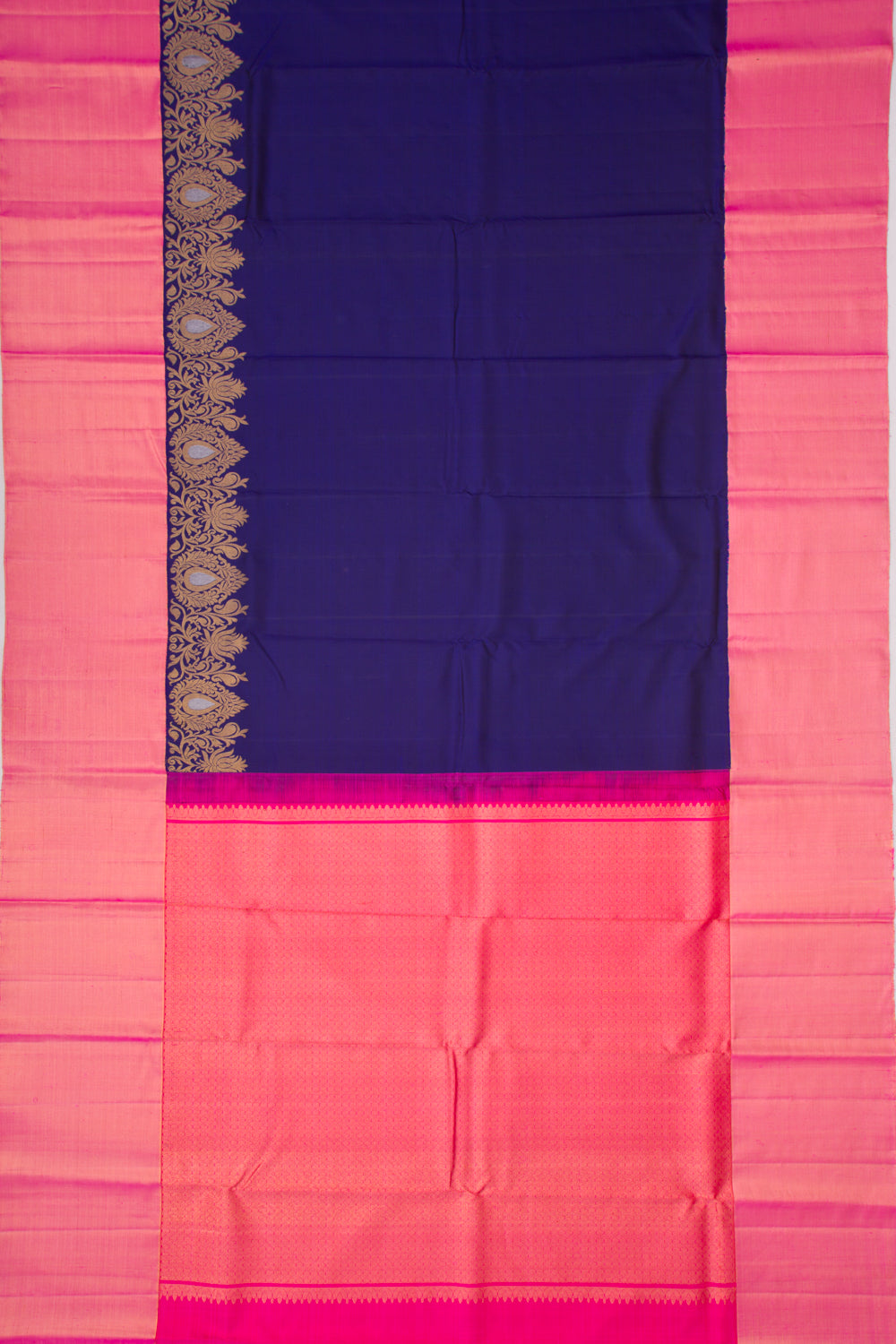 Kanchipuram Silk Plain Dark Blue Saree