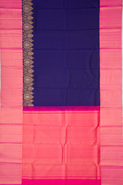 Kanchipuram Silk Plain Dark Blue Saree