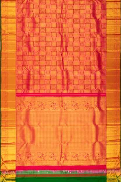 Kanchipuram Silk Brocade Red Saree