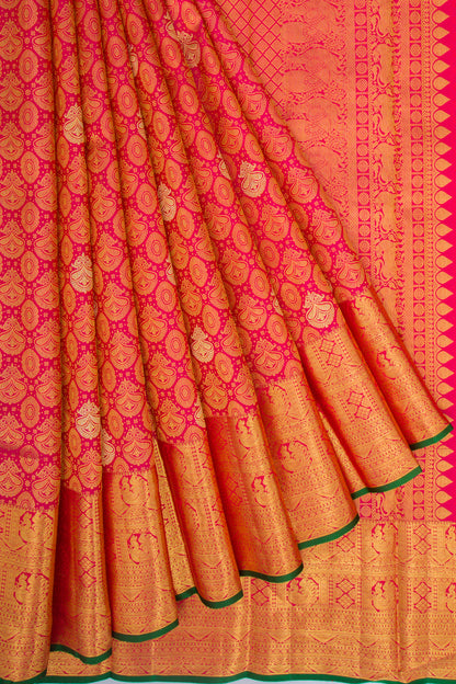 Kanchipuram Silk Brocade Pink Saree