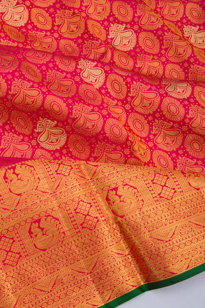 Kanchipuram Silk Brocade Pink Saree