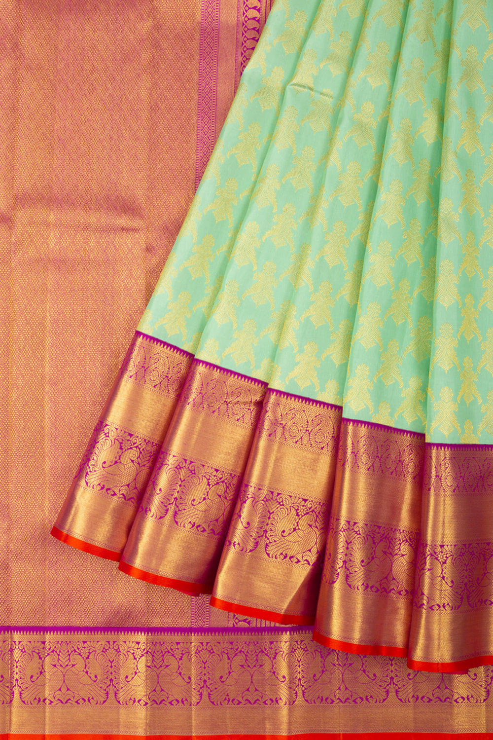 Kanchipuram Silk Brocade Pastel Green Saree