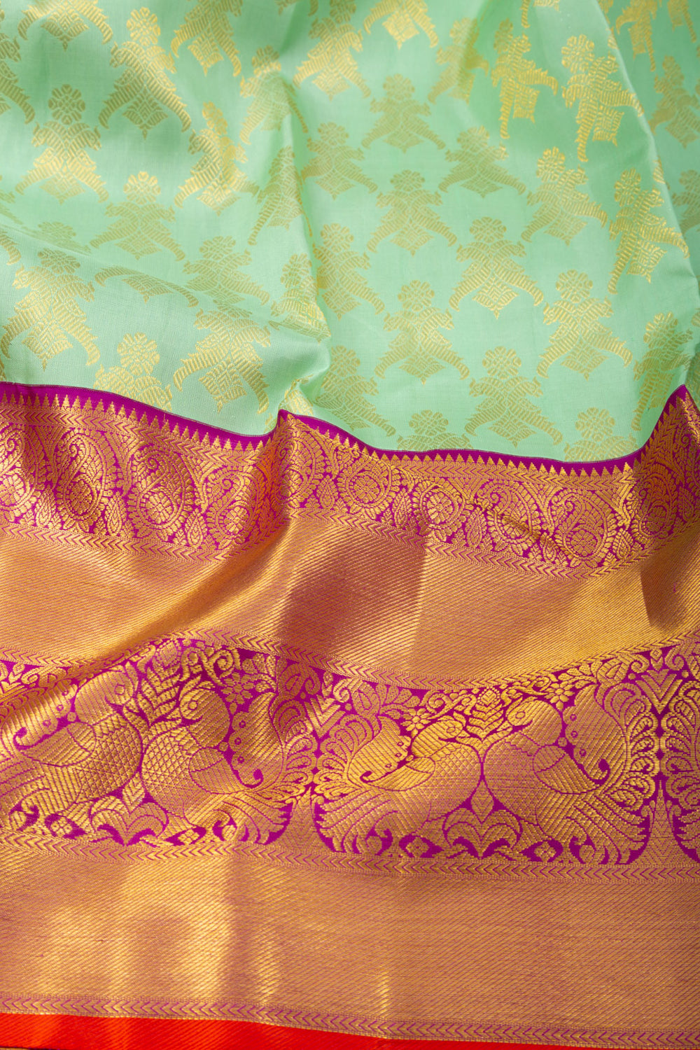 Kanchipuram Silk Brocade Pastel Green Saree