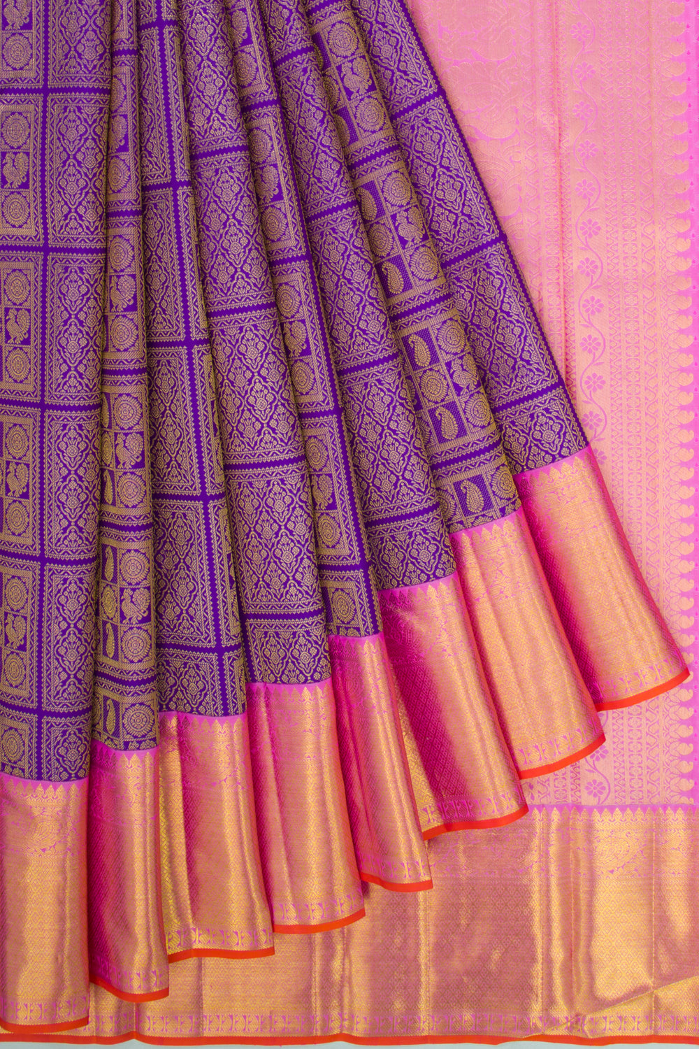 Kanchipuram Silk Brocade Violet Saree
