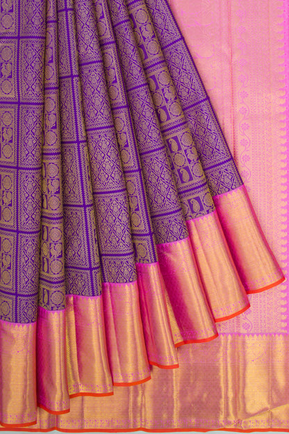 Kanchipuram Silk Brocade Violet Saree