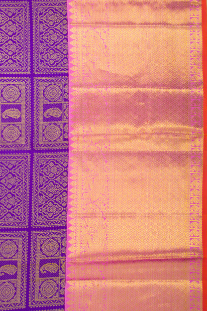 Kanchipuram Silk Brocade Violet Saree