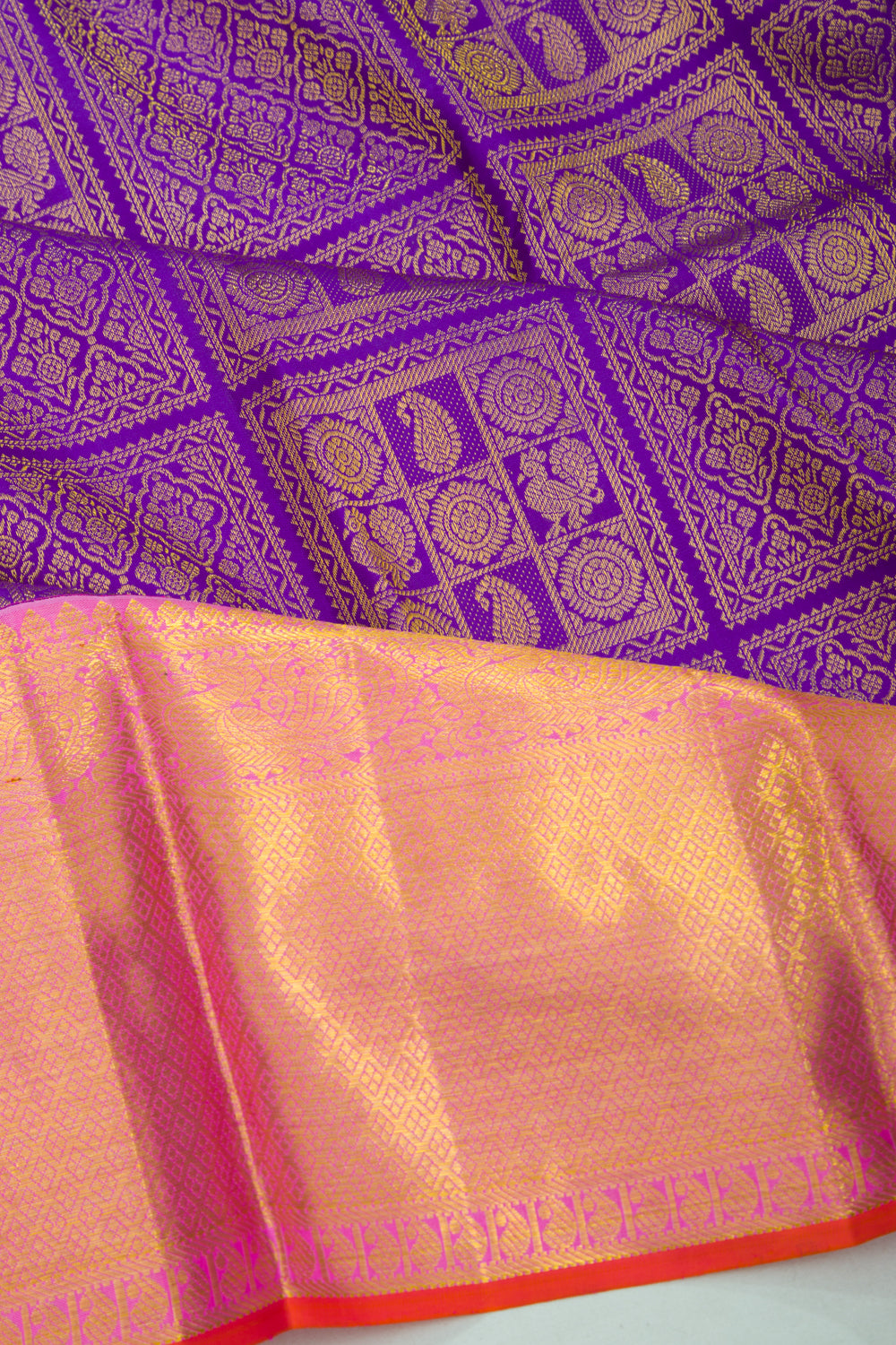 Kanchipuram Silk Brocade Violet Saree