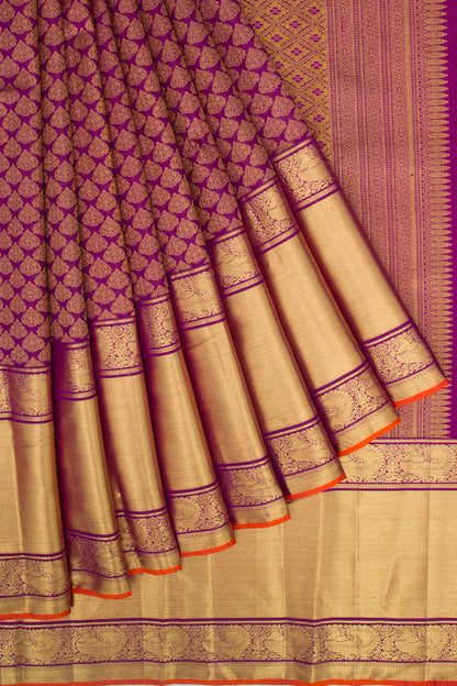 Kanchipuram Silk Brocade Purple Saree