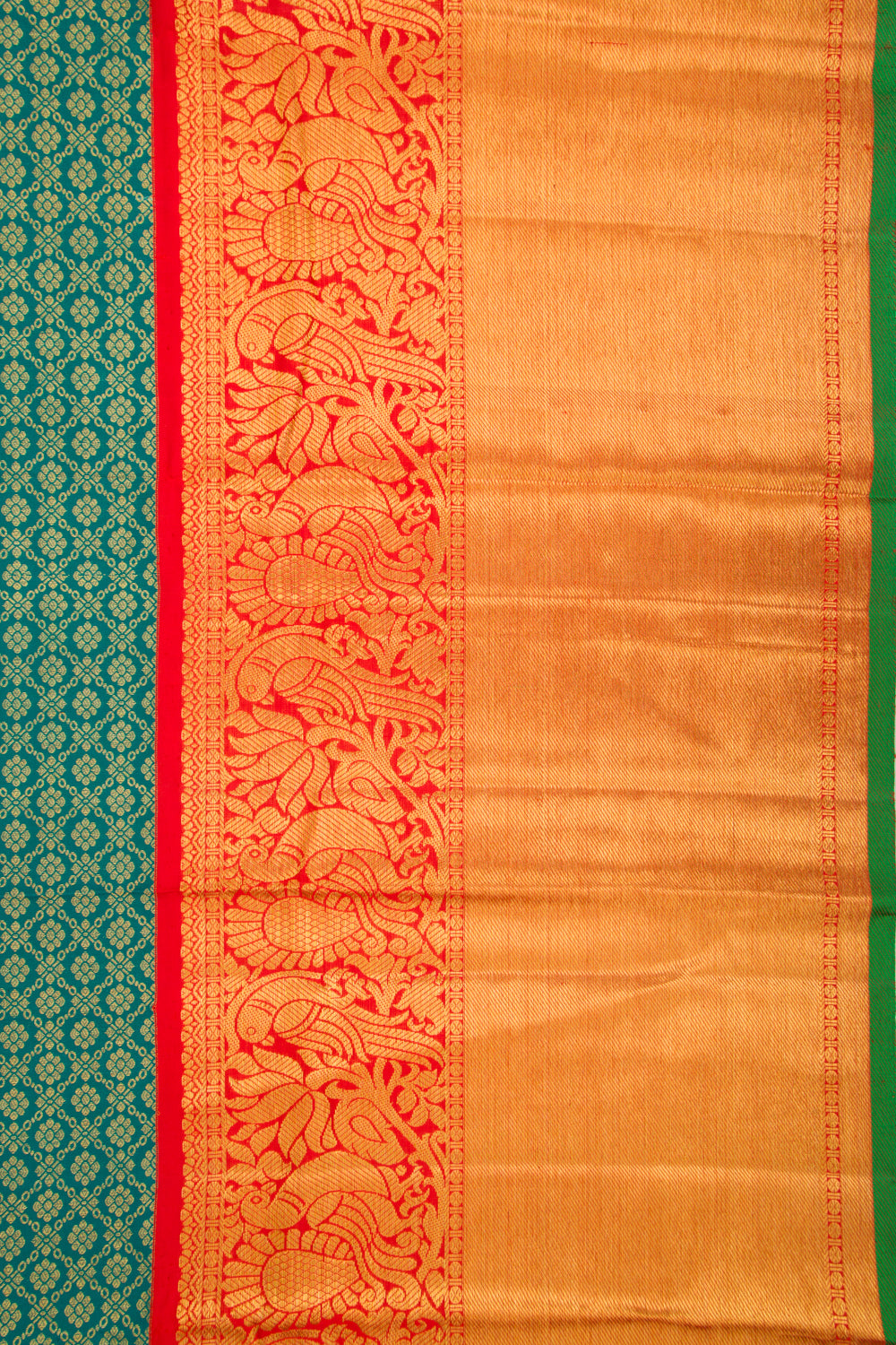 Kanchipuram Silk Brocade Teal Green Saree