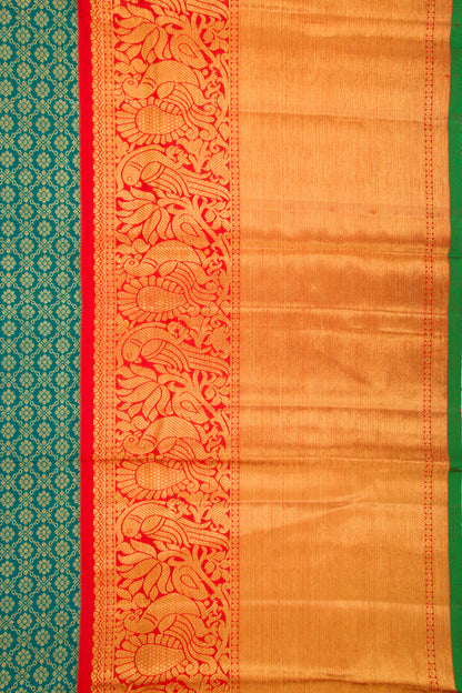 Kanchipuram Silk Brocade Teal Green Saree
