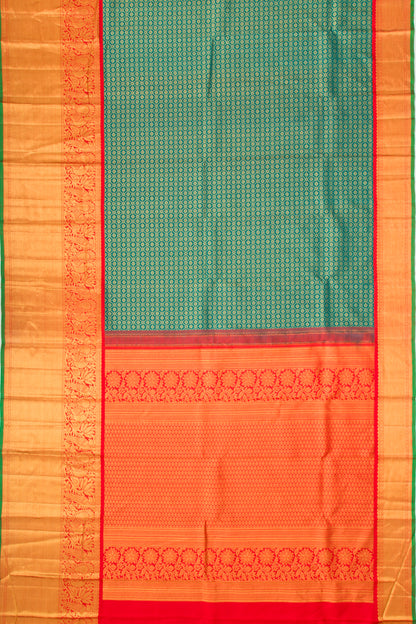 Kanchipuram Silk Brocade Teal Green Saree