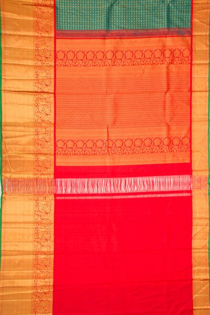 Kanchipuram Silk Brocade Teal Green Saree