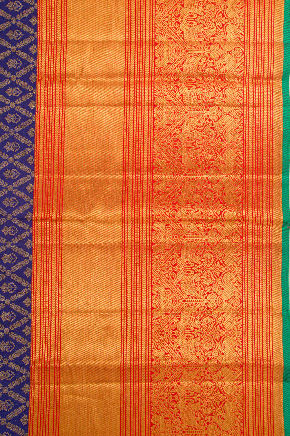 Kanchipuram Silk Brocade Dark Blue Saree