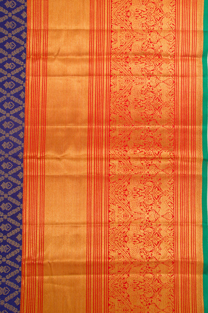 Kanchipuram Silk Brocade Dark Blue Saree