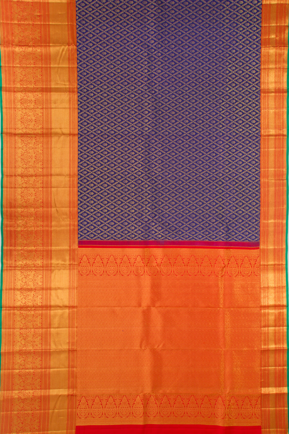 Kanchipuram Silk Brocade Dark Blue Saree
