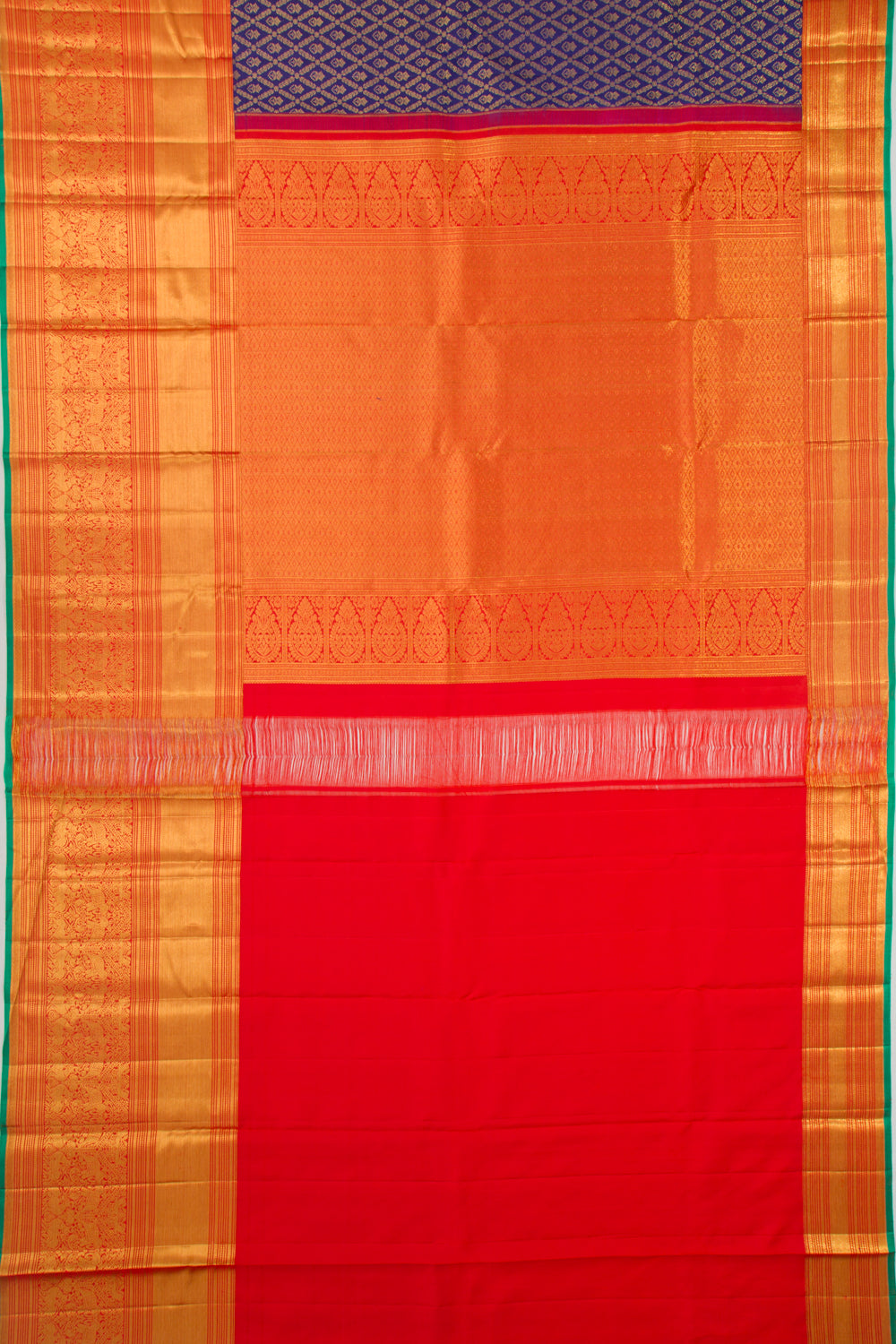 Kanchipuram Silk Brocade Dark Blue Saree