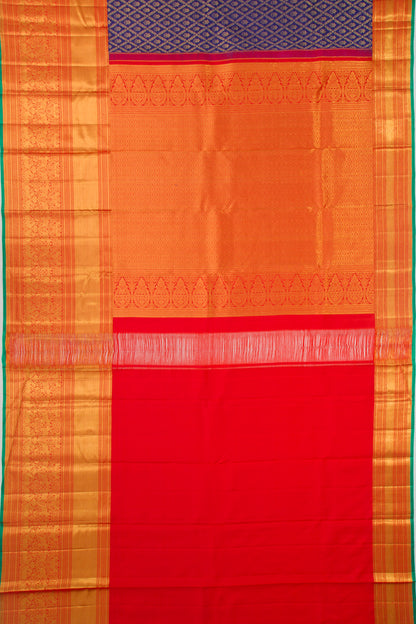 Kanchipuram Silk Brocade Dark Blue Saree