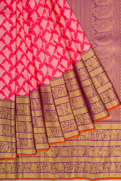 Kanchipuram Silk Brocade Pink Saree