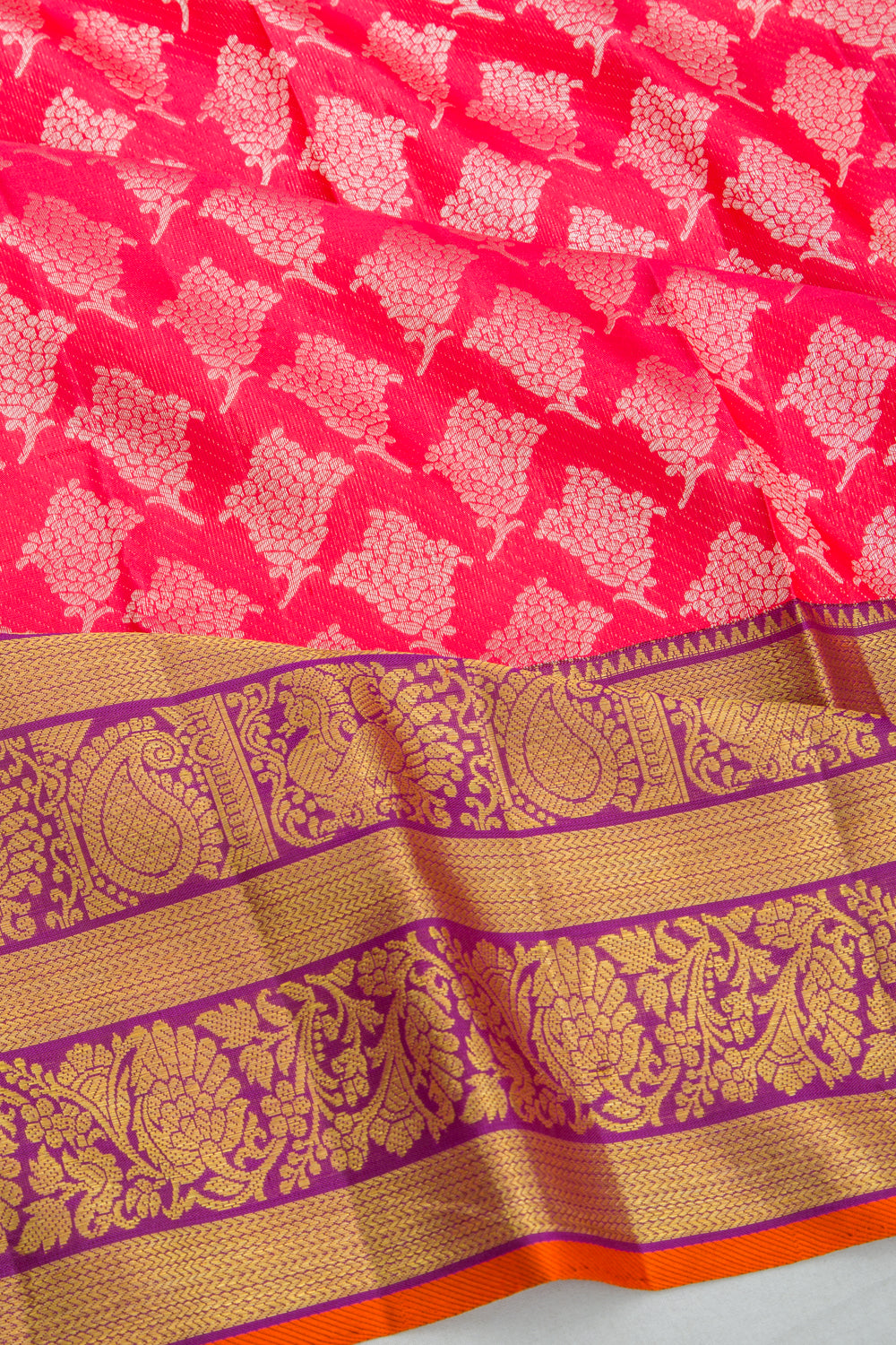 Kanchipuram Silk Brocade Pink Saree