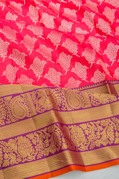Kanchipuram Silk Brocade Pink Saree