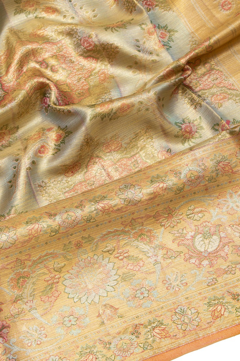 Kanchipuram Silk Tissue Butta Sky Blue Saree