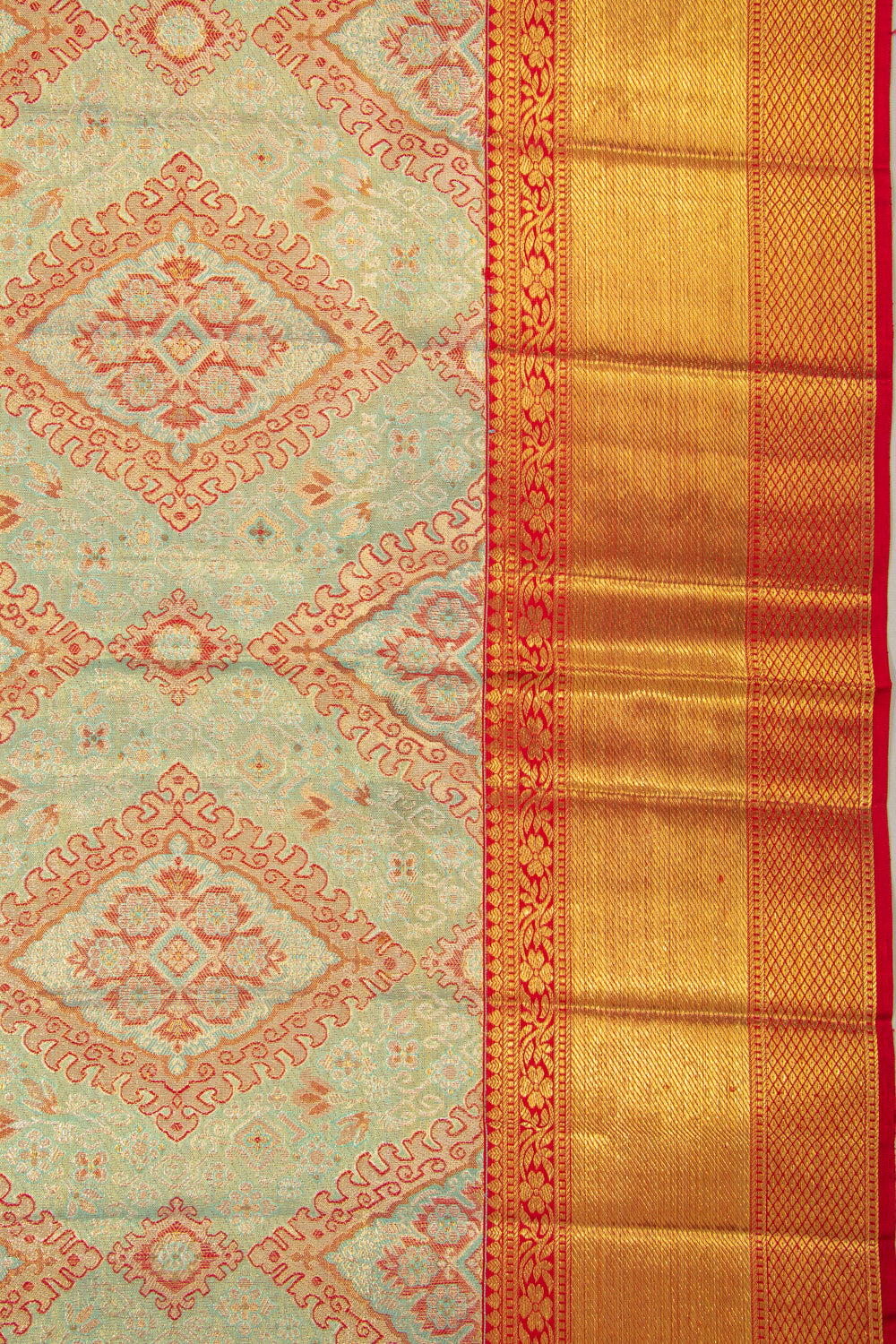 Kanchipuram Silk Tissue Brocade Sea Green Saree