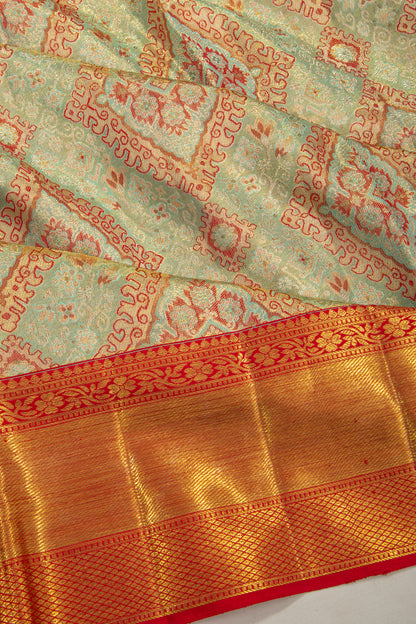Kanchipuram Silk Tissue Brocade Sea Green Saree