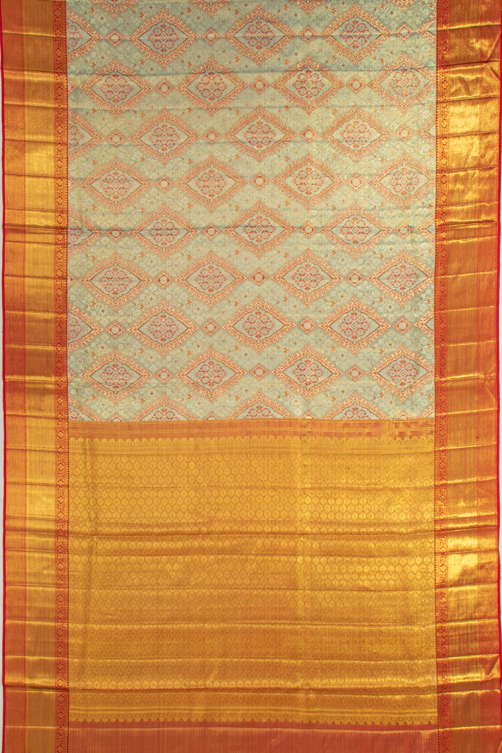 Kanchipuram Silk Tissue Brocade Sea Green Saree