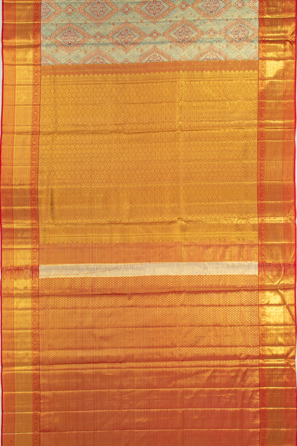 Kanchipuram Silk Tissue Brocade Sea Green Saree