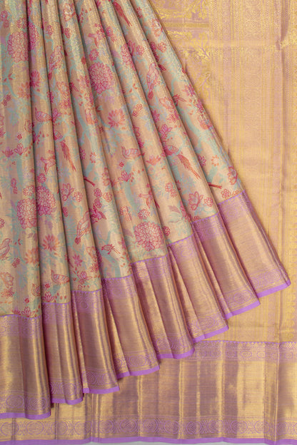 Kanchipuram Silk Tissue Brocdae Gold Saree