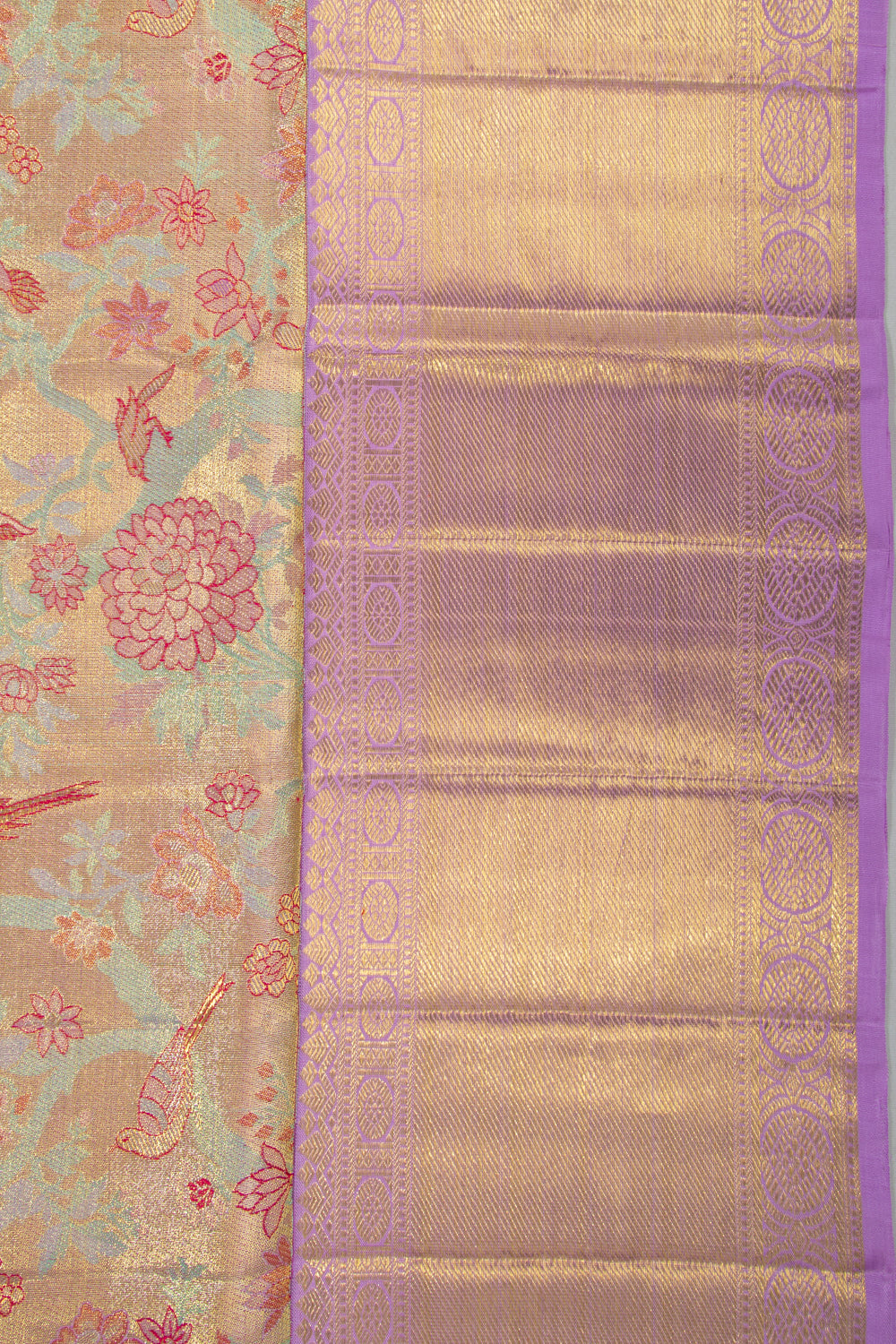 Kanchipuram Silk Tissue Brocdae Gold Saree