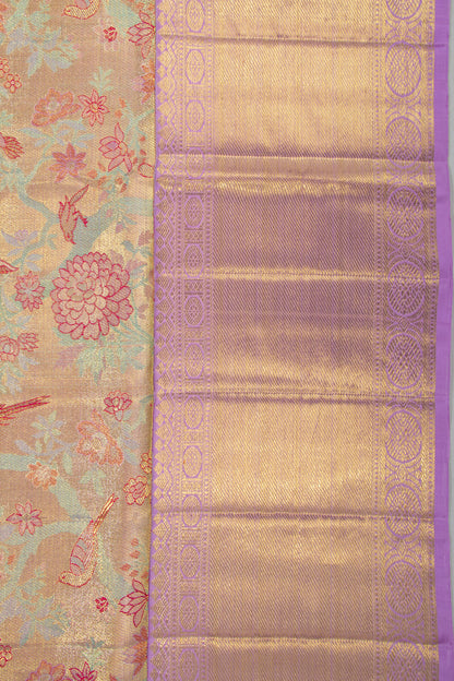 Kanchipuram Silk Tissue Brocdae Gold Saree