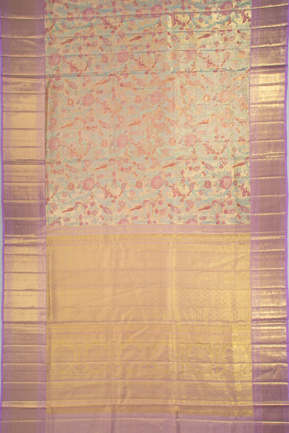 Kanchipuram Silk Tissue Brocdae Gold Saree
