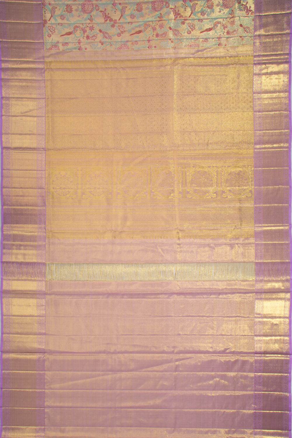 Kanchipuram Silk Tissue Brocdae Gold Saree