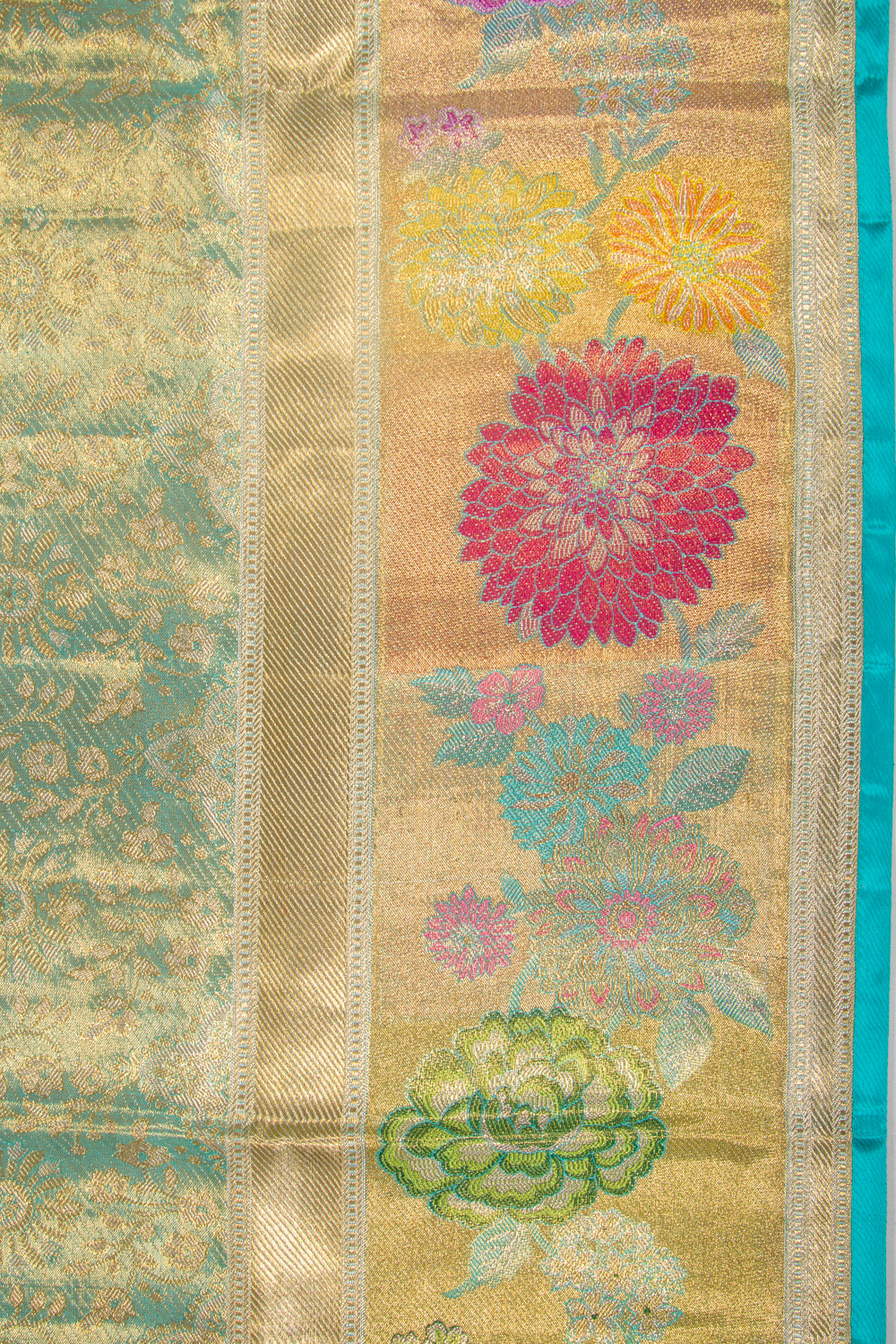 Kanchipuram Silk Tissue Brocade Blue Saree
