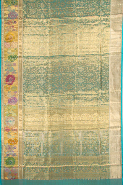 Kanchipuram Silk Tissue Brocade Blue Saree