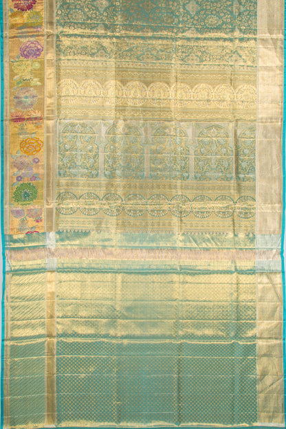 Kanchipuram Silk Tissue Brocade Blue Saree